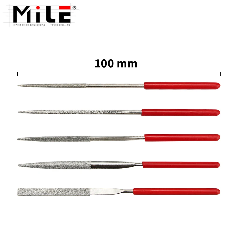 MILE 5PCS/Set 100x2mm Mini Needle File Set DIY Tools Ceramic Crafts Wood Rasp File Needle Jewelry Polishing Carving Diamond File