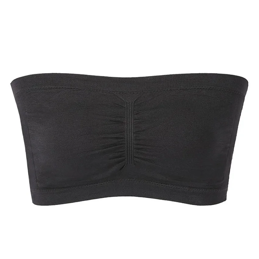 Top de tubo sin costuras de talla grande, sujetador Invisible sin tirantes para mujer, Top corto sin mangas con Espalda descubierta, Tops cortos, ropa interior para mujer