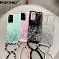 Glitter Clear Case With Crossbody Lanyard Strap For Huawei P20 P30 P40 Pro Mate 20 30 Honor 10i 10 i 9 Lite 8X Sequin Star Cover