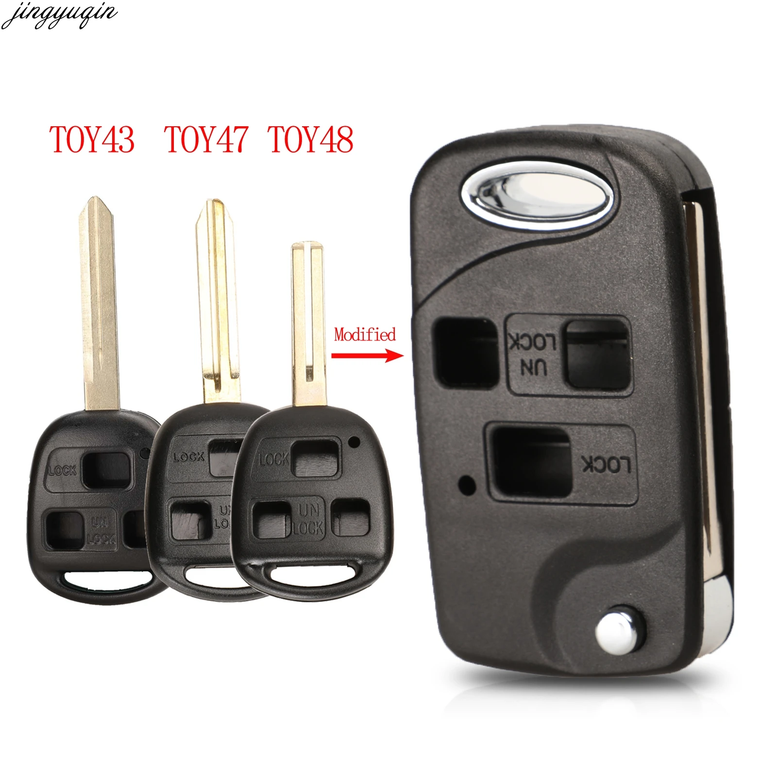 

Jingyuqin Remote Folding Remote Car Key Shell 3 Button For Toyota Celica Avensis RAV4 Prado Camry Land Cruise TOY43 TOY47 TOY48