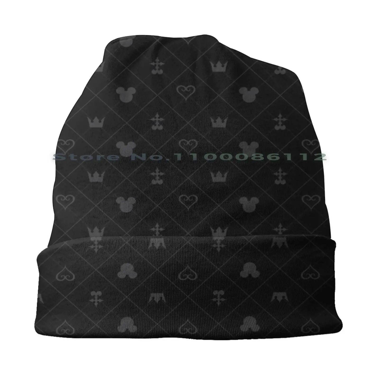 Kingdom Hearts Pattern Beanies Knit Hat Kingdom Hearts Mickey Pattern Sora Black Grey Square Enix Riku Kairi Heartsless Nobody