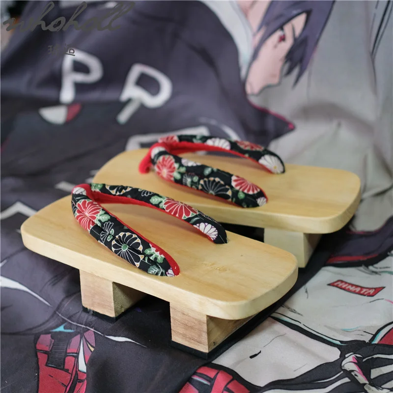 WHOHOLL Clogs Für Frauen Zwei-zähne Plattform Hausschuhe Flip-Flops Japanischen Holz Geta Animation Cosplay Schuhe Sommer Hausschuhe