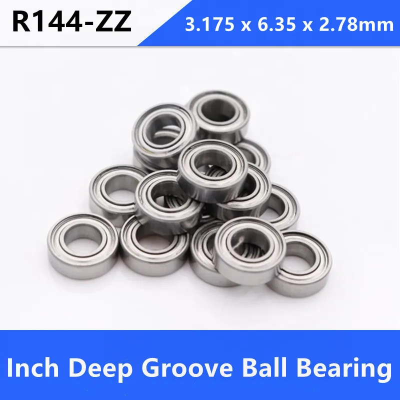 

100pcs R144ZZ R144 ZZ shielded bearings inch 1/8 '' x 1/4'' x 7/64'' miniature ball bearing 3.175 x 6.35 x 2.78 mm