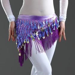 Oriental Coins Belt Women Belly Dance Costumes Accessories Sequin Tassel Hip Scarf Belly Dance Hip Scarf Dancing Waist Belt 1pc