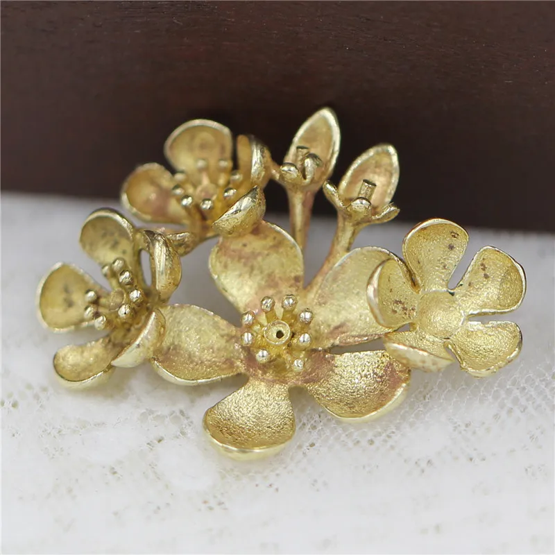 20pcs Brass Casted Flower tree Branch Charms High Quality Raw Brass Gold Silver Color DIY Supplies Jewelry Crafts Accessories