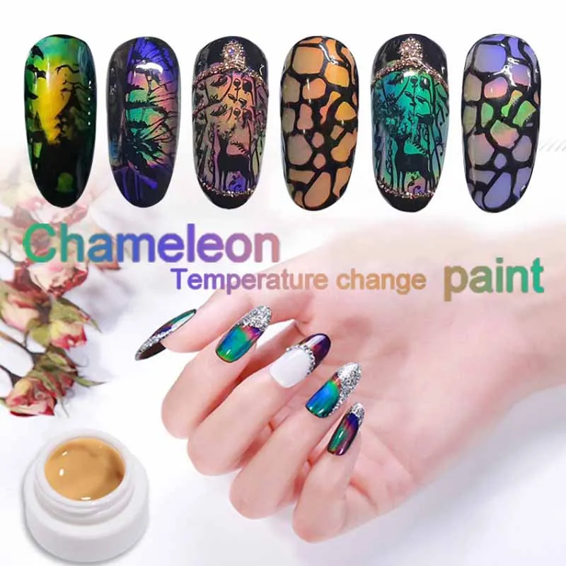 1g Thermochromic Liquid Crystal Soak Off Nails Gel Polish Temperature Color Change Gel Mood Ring Pigment Paint Nail Decals