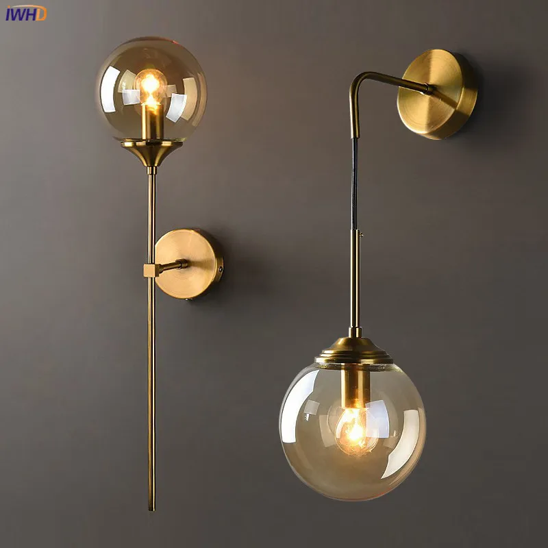 

IWHD Nordic Modern Wall Lamp Beside Bedroom Glass Ball LED Wall Lights Fixtures Wandlamp Lighting Bathroom Mirror Stair Light