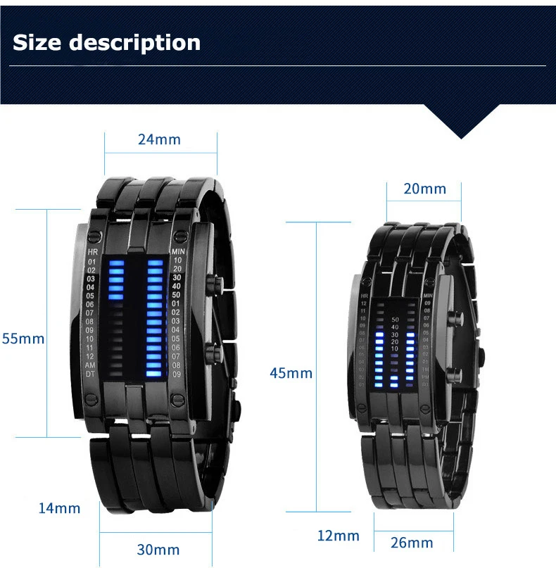 Men Watch 50m Waterproof Lava Watch Double Row Lamp Led Watch Male Fashion Steel Band Electronic Sport Watch Relogios Masculino