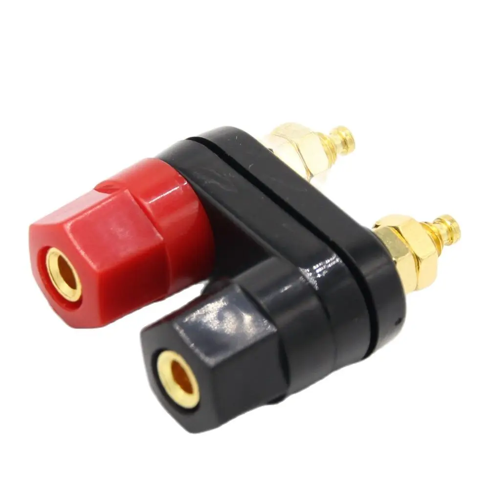 Banana socket Couple Terminals Dual Output 4mm Banana Socket Double Hexagon Binding Post Red Black Connector 1Pcs