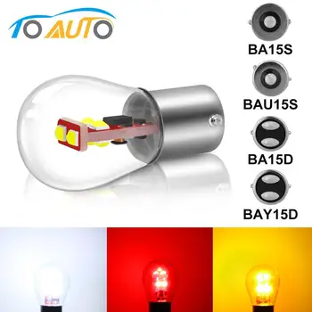 1pcs P21W 1156 BA15S BAU15S BA15D S35 6SMD Chips 1157 BAY15D Car Brake Lights Auto Reverse Bulb Parking Lamp 12V Super Bright