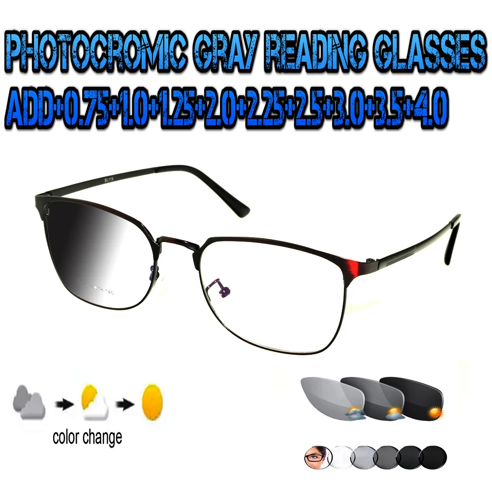 Photochromic Gray Reading Glasses Cat's Eyes Large Size Frame Ultralight Trend High Quality Fashion Ladies Women+0.75To+4.0