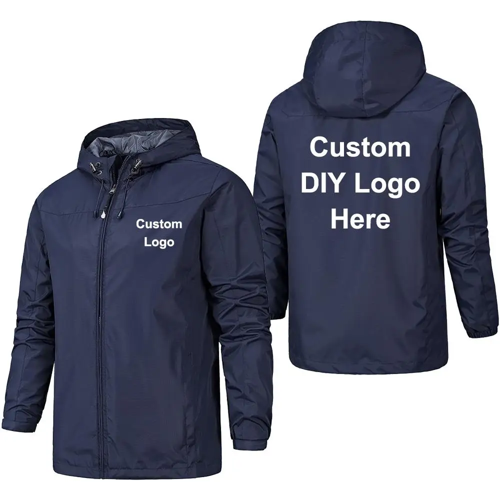 

Spring Autumn Custom Logo Design Men Jacket Customize DIY Print Zipper Coat Windproof Waterproof Jacket Unisex Outdoor Jackets