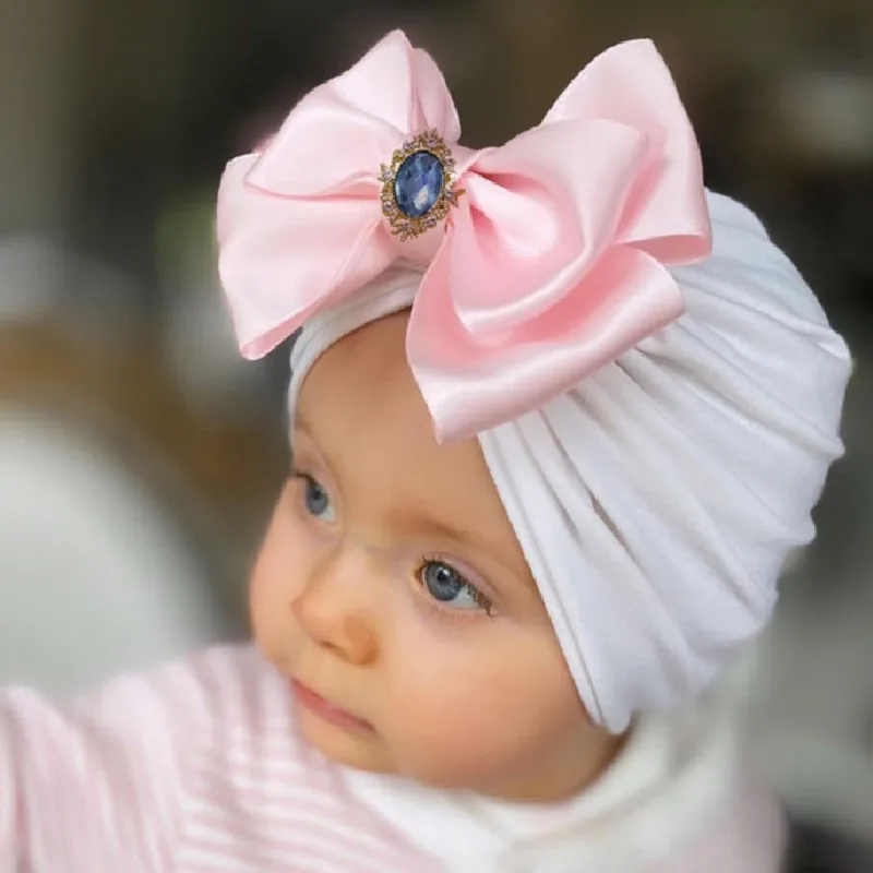 Newest Cute Newborn Baby Girl Comfy Silk Bowknot Hospital Cap Beanie Hat Cotton Baby Girl Caps Beanie Toddler Hats 2021