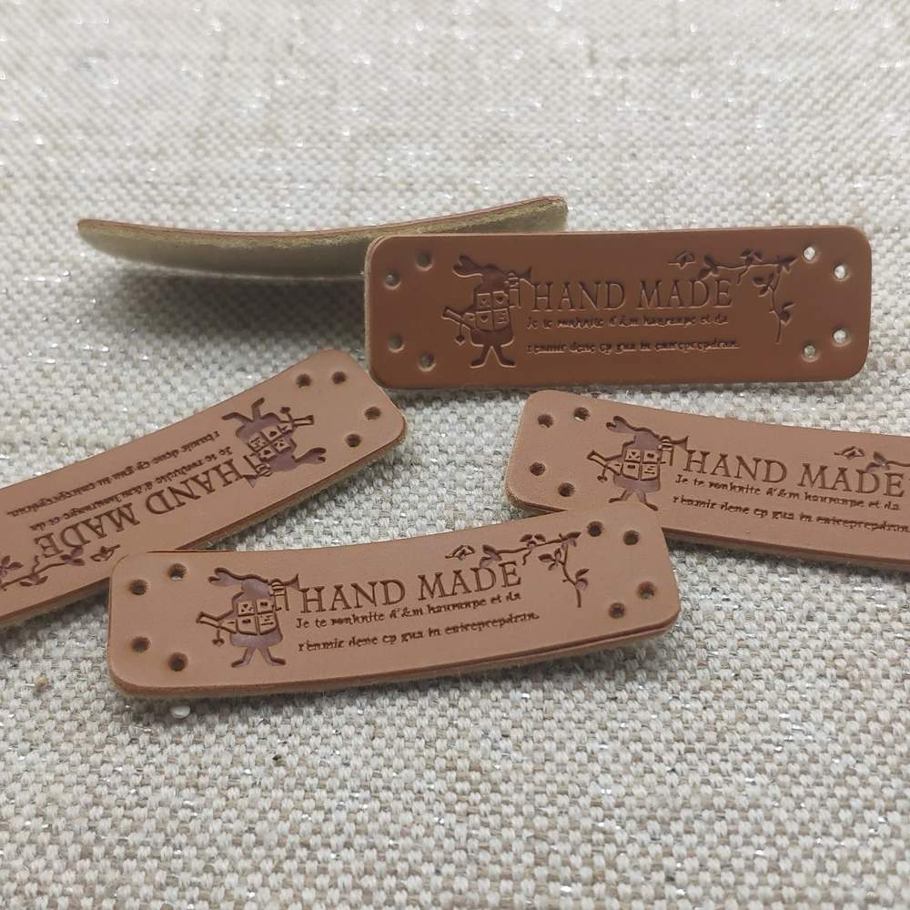 Win-Win Logo Hand Made Leather Labels For Gift Sewing Win Logo Hand Made Tags For Clothes Gift Handmade Leather Sewing Label