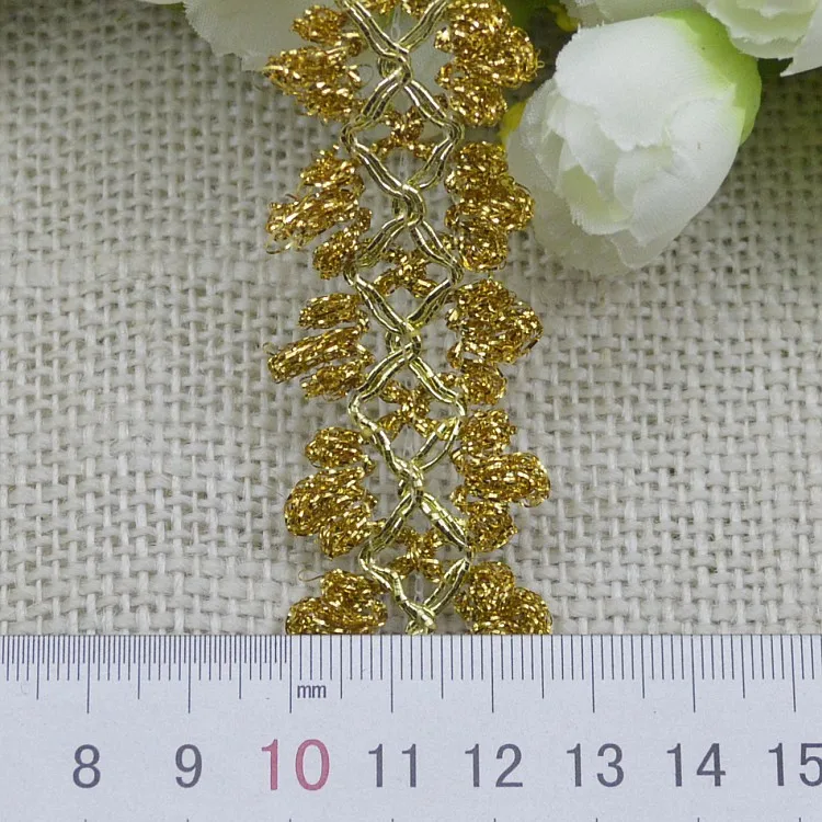 5Meters Cosplay Appliqued Ribbons Performance Accessories Wave Crochet Lace Gold Silver Braid Trims Gold Sewing Band 2.9cm