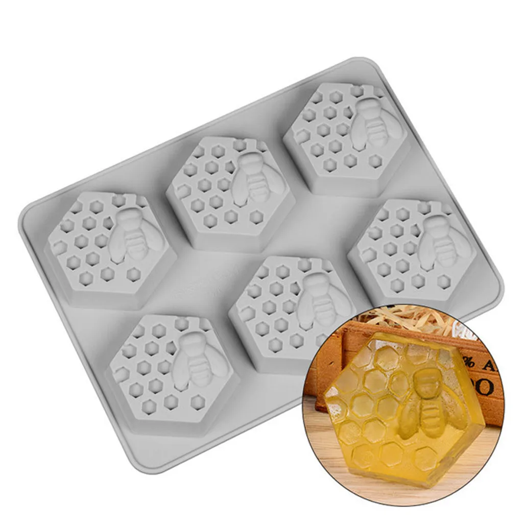 

Honey Bee Silicone Soap Mold Diy Handmade Craft 3d Soap Mold Silicone Rectangular Oval 6 Forms Soap Molds for Soap Making