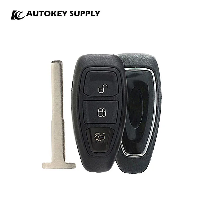 AutokeySupply 3 Buttons Fob Case with HU101 Blade Flip Folding Remote Key Shell Fob Case AKFDF108 For Ford Focus Fiesta 2013