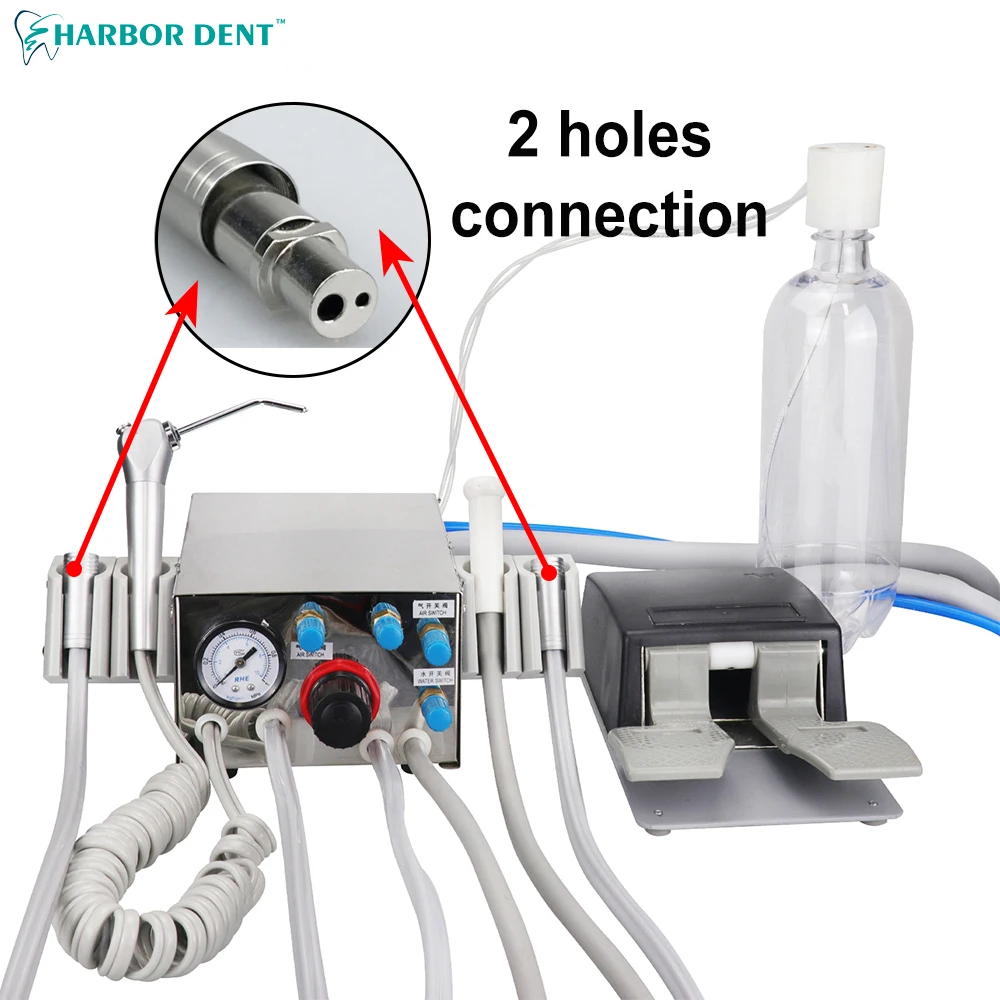 Portable Dental Turbine Unit with Syringe Suction Metal Shell 2 holes 4 Holes Handpiece Hose Dental Instrument Accessories