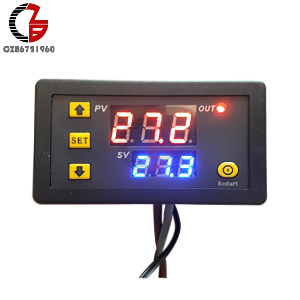 AC 110V 220V 12V 24V W3230 Dual LED Digital Thermostat Temperature Controller Regulator Indoor Homebrew Incubator Thermometer