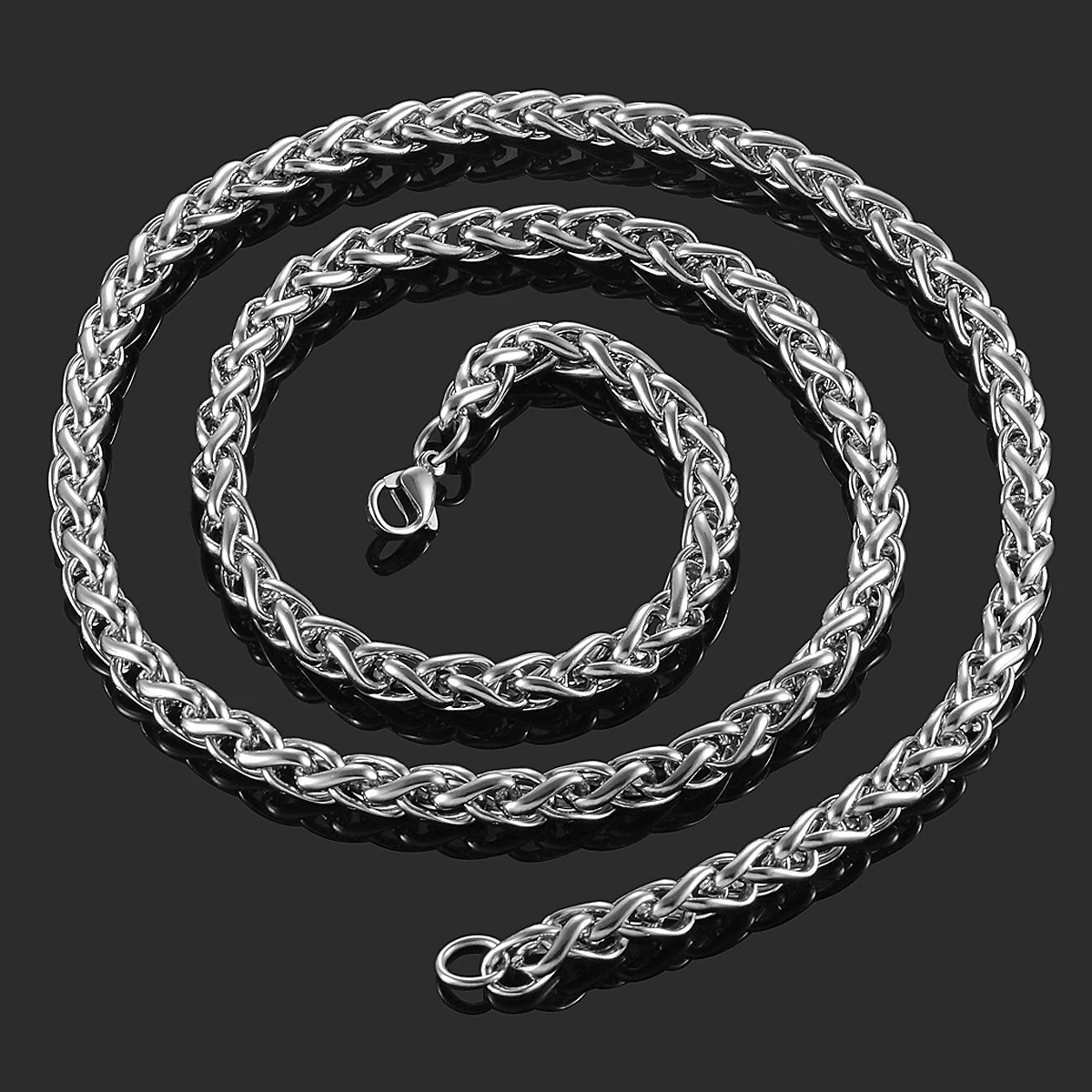 3/4/5/6/7/8mm Round Rolo Stainless Steel Link Wheat Chain Necklace for Men Women Metal Choker Silver Color Jewelry Accessories