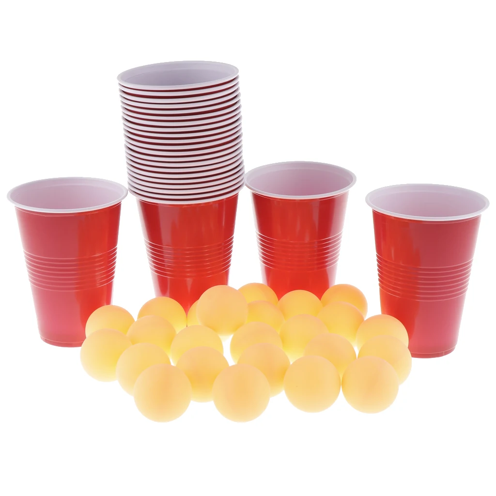 Cray Fun Game  Pong Beer Balls Set Includes 24 Cups+24 Balls, Plastic