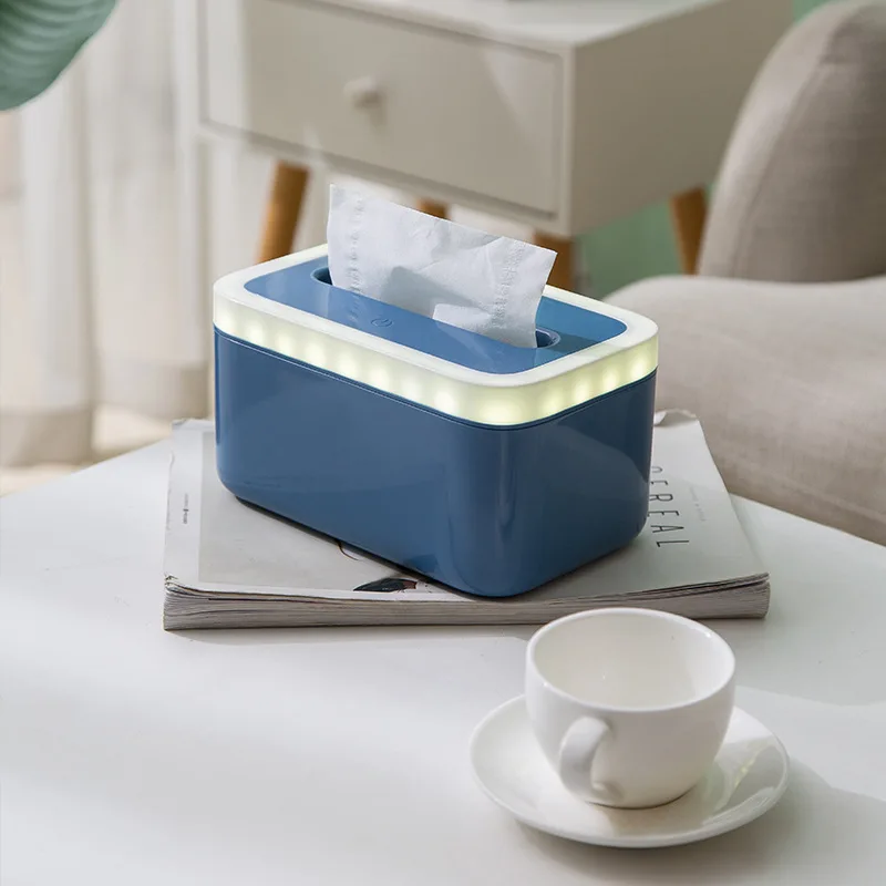 Creative Napkin Tissue Box with Night Light, Waterproof, Removable, Storage Box, Dining Table, Household