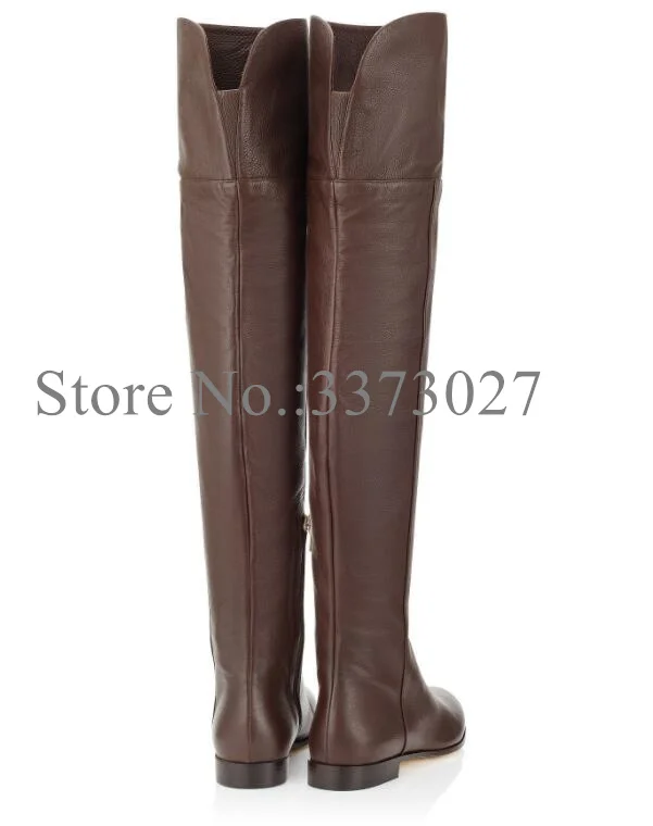 New Brown Leather Woman Flat Long Boots Fashion Black Large Size Lady Over the Knee Boots Sexy Female Casual Boots Dropship