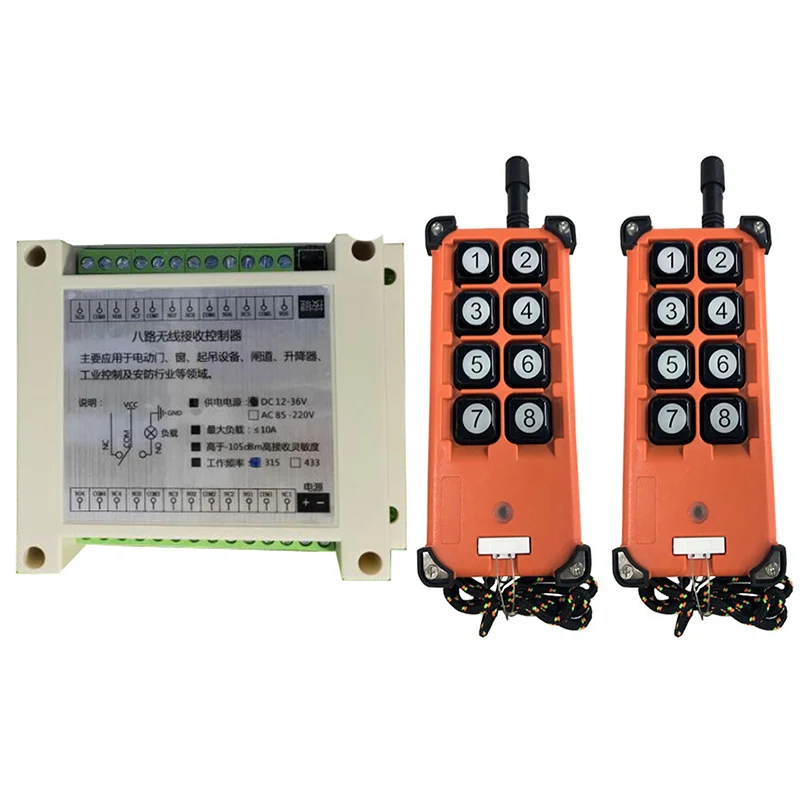 2000m DC 12V 24V 36V 48V 8CH Wireless Remote Control LED Light Switch Relay Output Radio RF Transmitter And 315/433 MHz Receiver