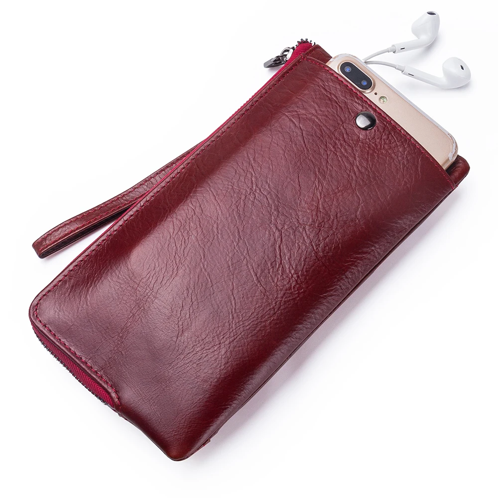 Contact's New Genuine Leather Woman Wallets Long Clutch Female Purse Brand Design Phone Bag For Female 2025 Fashion Coin Wallet — zdjęcie 2