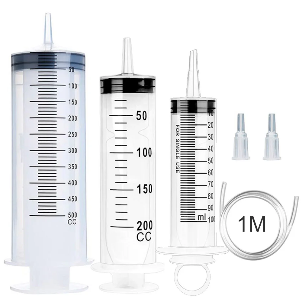 

Large Syringe Tubing 100/200/500ML Plastic Syringe With Tube Converter Cap For Liquid Oil Glue Applicator Experiments Industrial