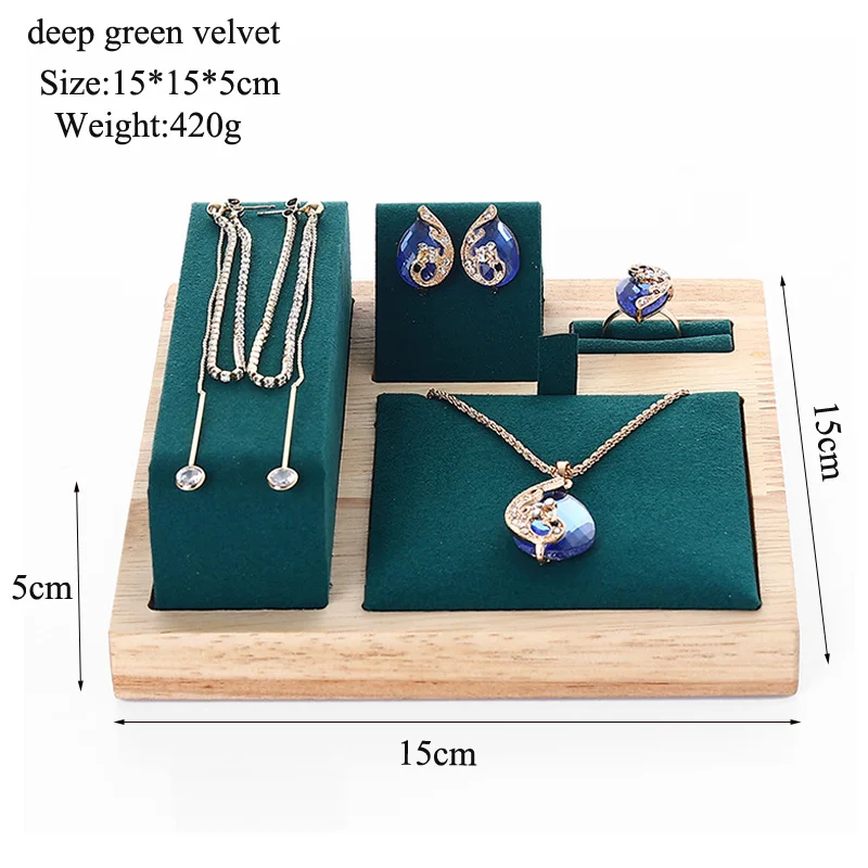 

2022 Wooden Necklace Bracelets Earrings Set Display Stand Jewelley Display Holder Stand Velvet Jewelry Box Organizer Wholesale