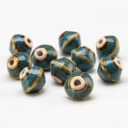 10Pcs Vintage Gyro Flower Glaze Ceramic Beads For DIY Bracelet Jewelry Making Accessories   Fashion Bicone Porcelain Spot Beads