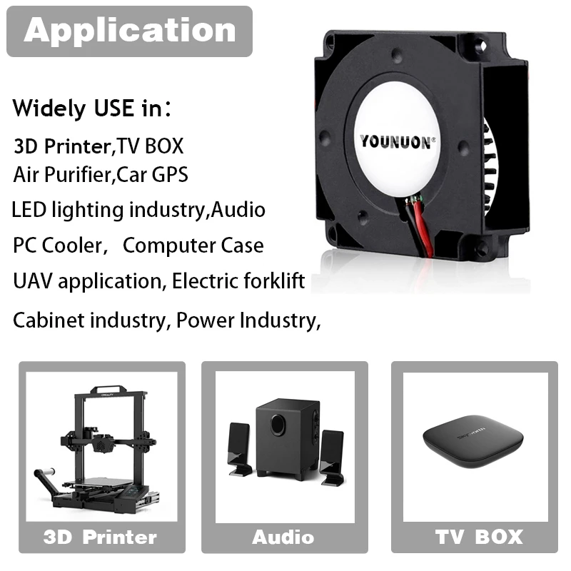 YOUNUON 40mm Wentylator do Drukarki 3D 12V 24V 5V 4010 Dmuchawa Akcesoria Chłodzące do Drukarki DC Turbo Dmuchawa Radialne Wentylatory 40x40 — zdjęcie produktu 5