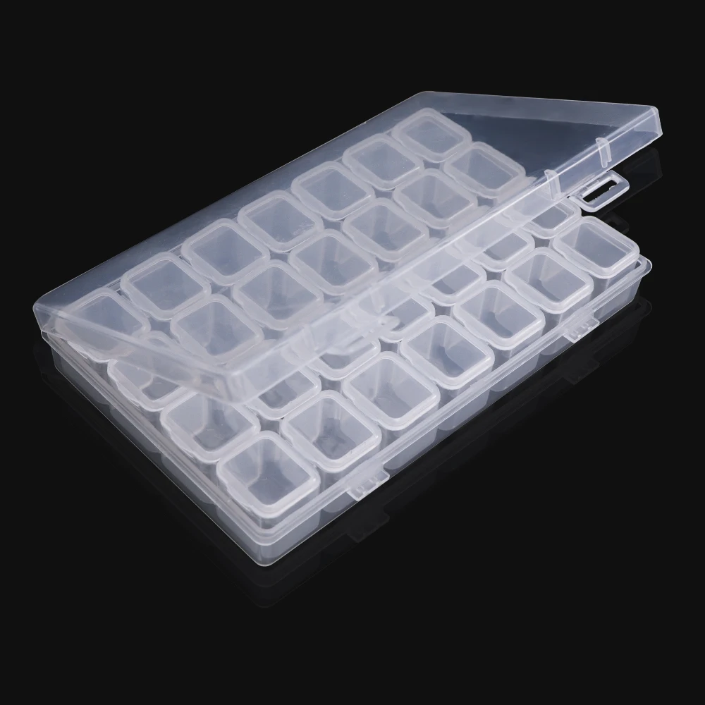 12 Slots Empty Nail Storage Box Multiple Size Rhinestones Alloy Parts Clear Organizer Case For Storage Beads Jewelry Boxes