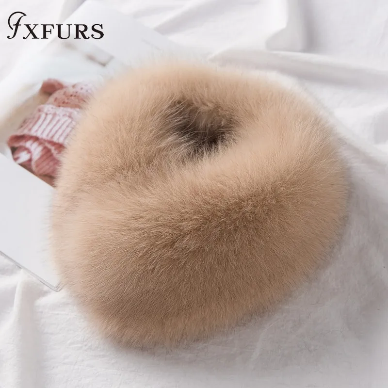 FXFURS 2021 New Korean Style Women Winter Fox Fur Scarves Real Fur Mufflers with Magnet Easy Wear 100% Fox Fur Collar Scarf Ring