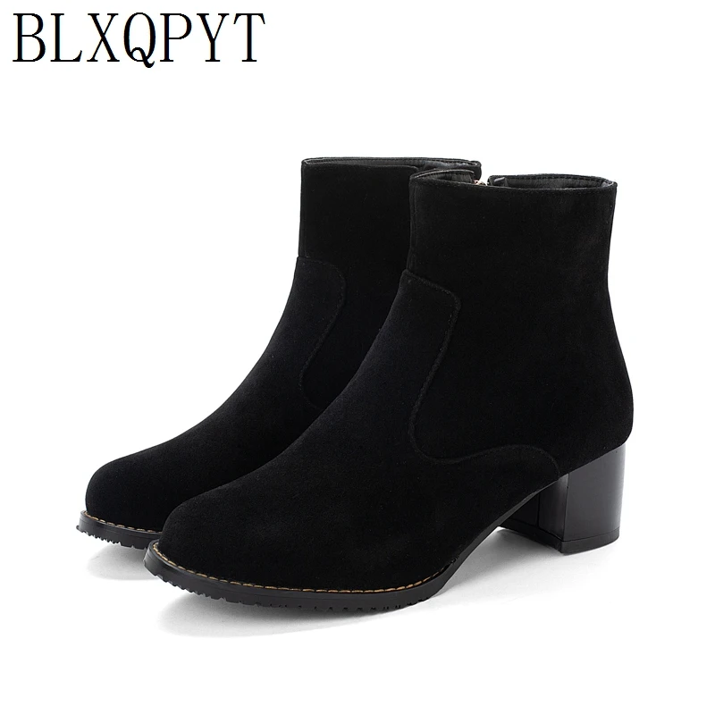 BLXQPYT Bigest taglia 31-52 inverno caldo stivaletti donna punta tonda tacchi alti 5cm pompe festa nuziale stivali da neve scarpe donna L-2