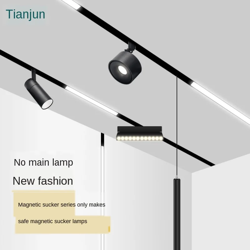 Magnetic Track Lamp Borderless Embedded Open-fitting Hanging Line Guide Rail Lamp 10w 20w 30w DC48V LED Spot Light Down Lamp