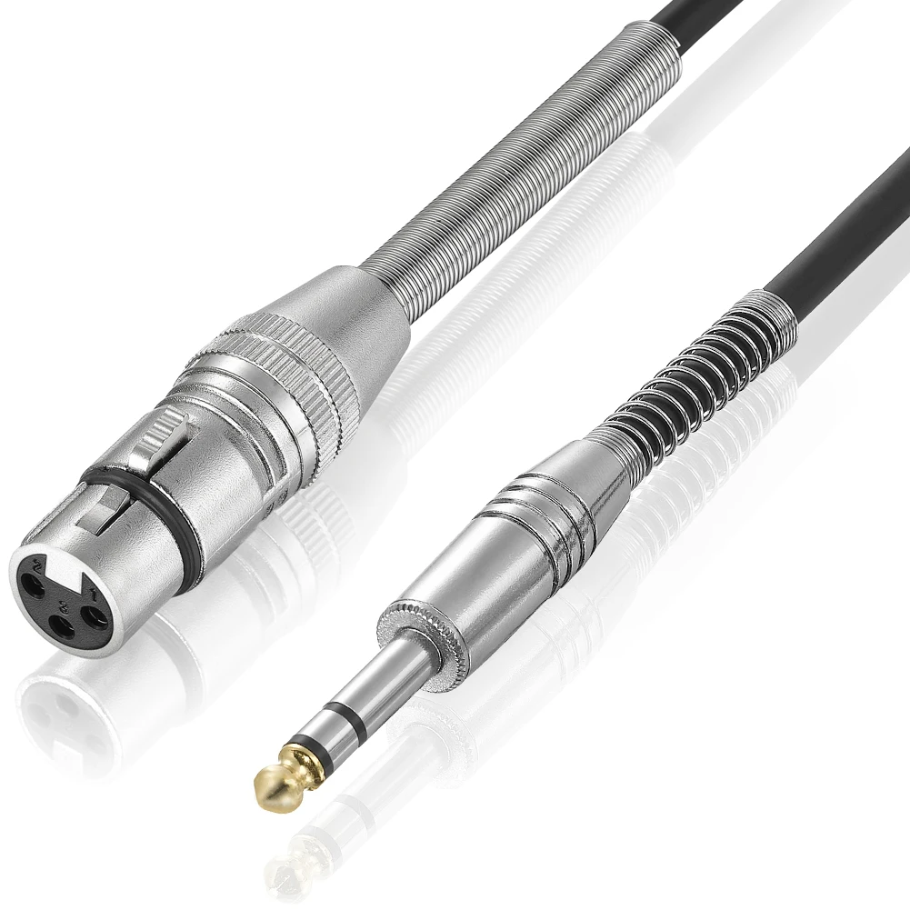 Bochara 30cm 6.5mm Stereo Jack Male to XLR Female Microphone Mixer Converter Audio Cable Foil+Braided Shielded