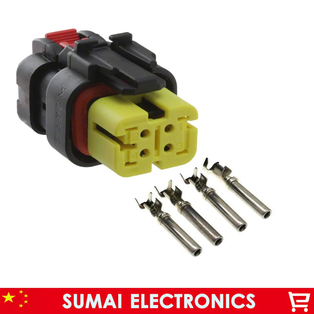 AMP/TE 4 Pin Auto 776524-3 sensor plug,Circuit repair pressure sensor plug for Excavator Carter E320D/C6 etc.Yellow