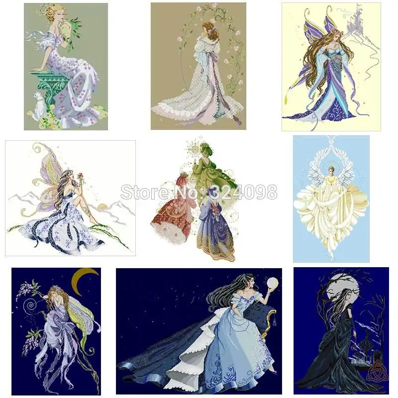 Angels and fairies patterns Counted Cross Stitch 14CT DIY wholesale Chinese Cross Stitch Kits Embroidery Needlework Sets