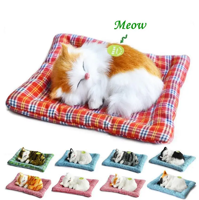 Plush Toys Lovely Simulation Doll Plush Animal Cats Sleeping Toy Real Life Plush with Sound Toy Kids Girl Birthday Gift for Kids