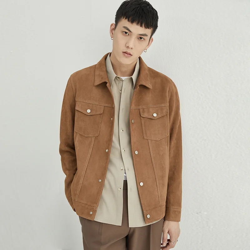 

Autumn 2022 Winter Men Vintage Leather Suede Jacket Coat Mens Bomber Jackets Male Jacket Flight Coats Motorcycle Outfits B457
