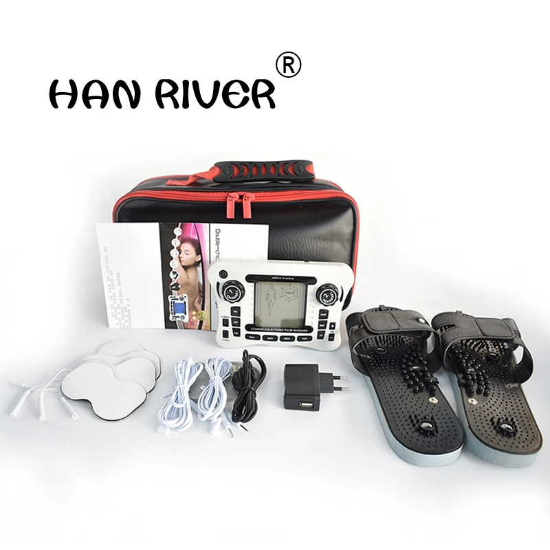 HANRIVER /Dual channel output TENS EMS pain relief/Electrical nerve muscle stimulator/Digital therapy massager/Physiotherapy