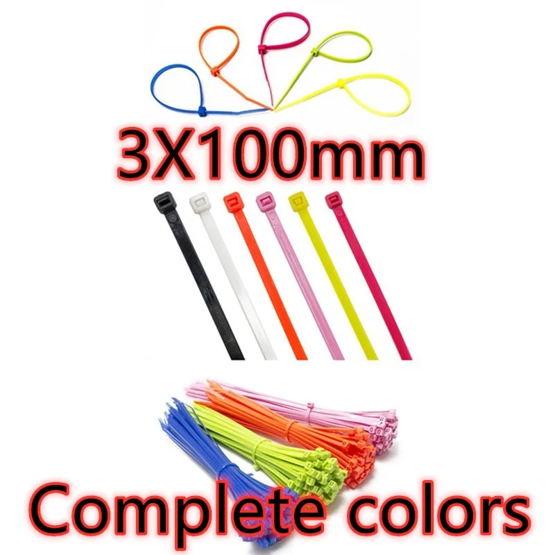 100mm Self-locking Nylon Cable Ties 3.9inch 100pcs 12 color Plastic Zip Tie  black wire binding wrap straps UL Certified