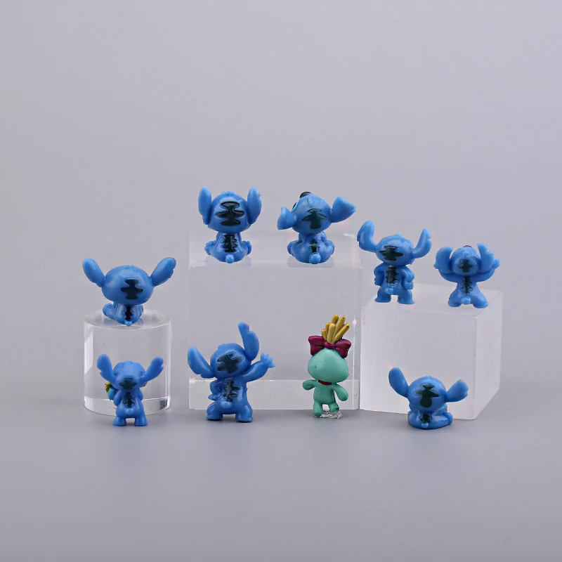 1 Set Disney Lilo Stitch Mini Figure Props Toy Abomination Little Monster Boojiboo Plastic PVC Cake Decoration Miniature Dolls