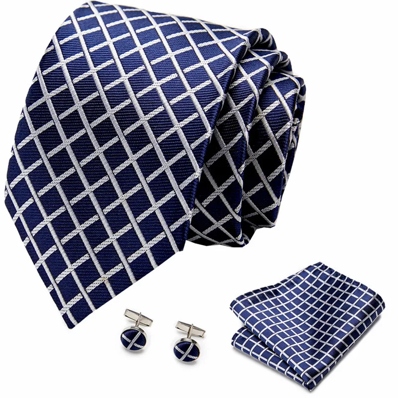 Free shipping Mens Ties  Luxury Paisley Blue Silk Tie with Hanky Tie Set Cufflinks Buisness jacquard Woven Neck Tie