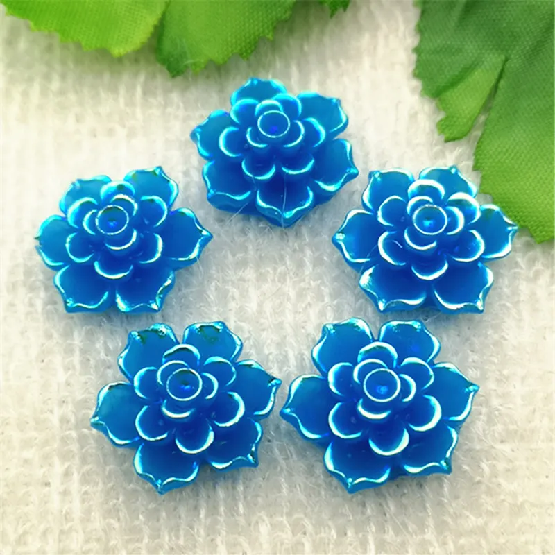 DIY 10pcs Mix 20mm AB Resin 3d Flower Flatback Rhinestone Wedding Buttons Crafts