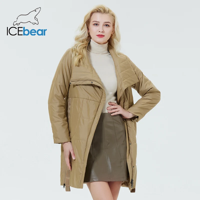 ICEbear 2023 new women\'s spring jacket  hooded cotton  warm fashion coat high quality brand female hooded parkas GWC22031I