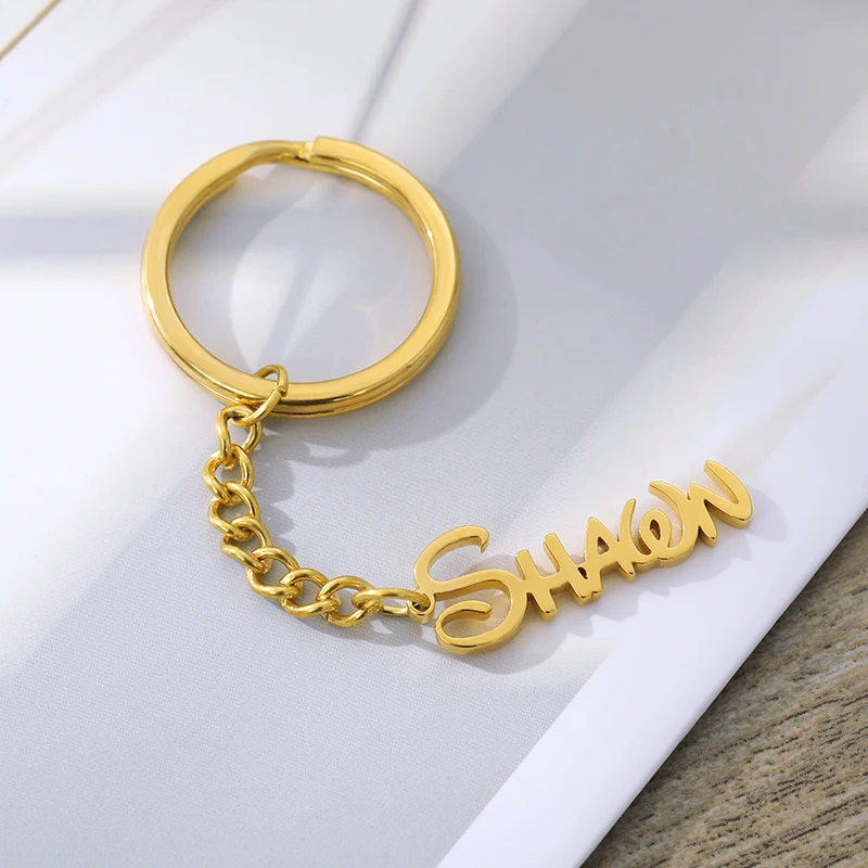 Personalized Handmade Name Keychain Stainless Steel Custom Name Initials Letters Keyring Women Men Key Accessories Jewery