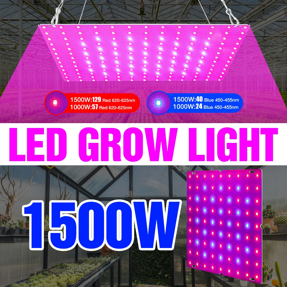 220V Plant Lamp Quantum Board LED Phyto Grow Light Full Spectrum Greenhouse Lightinng 1000W 1500W Fitolampy LED Vegs Flower Tent